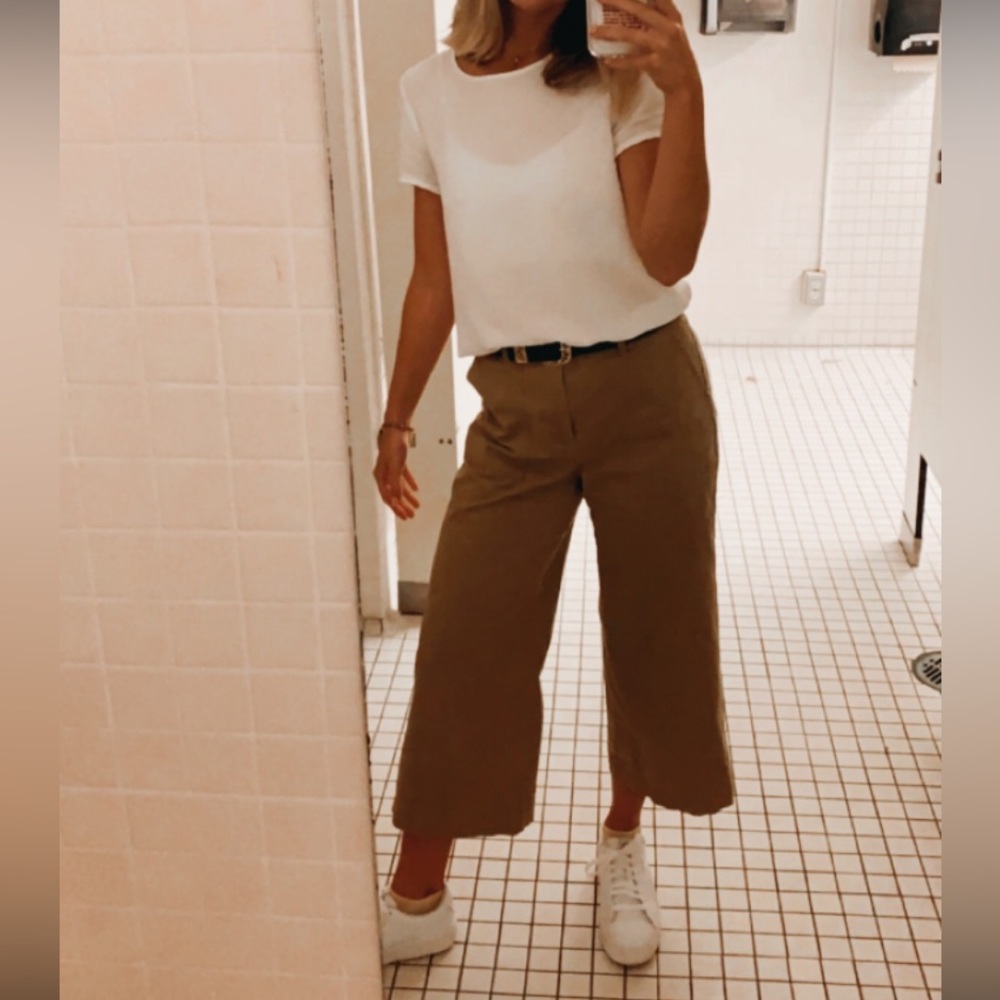 Wide Leg Beige Trousers